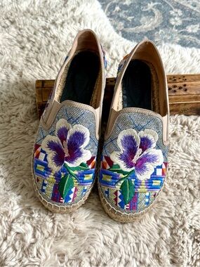Johnny Was Madrid Embroidered Espadrille Multi side 40 US 9
